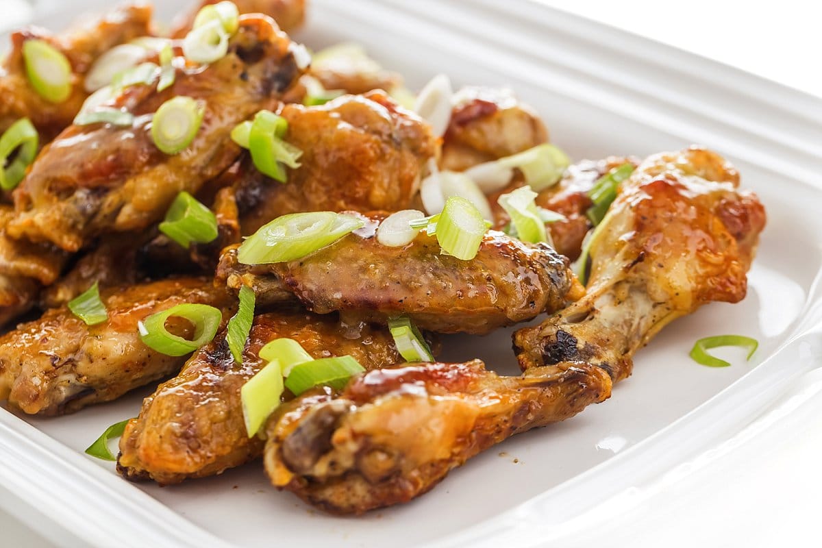 platter of honey garlic baked chicken wings