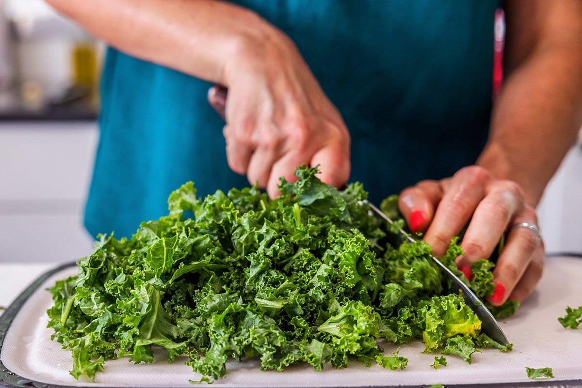 preparing kale