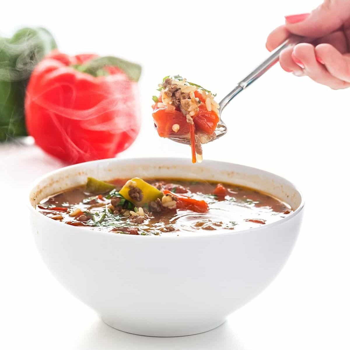 spoon full of stuffed pepper soup