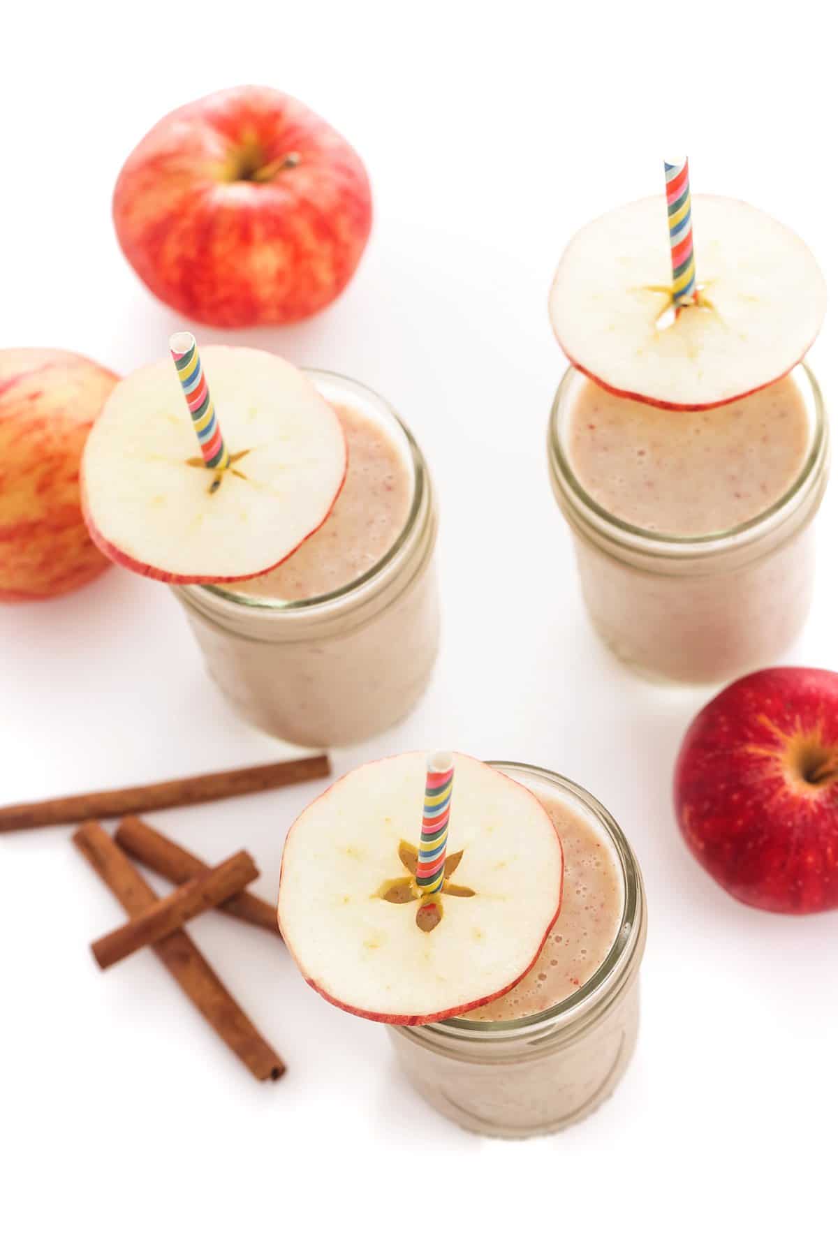 Three apple cinnamon smoothies.