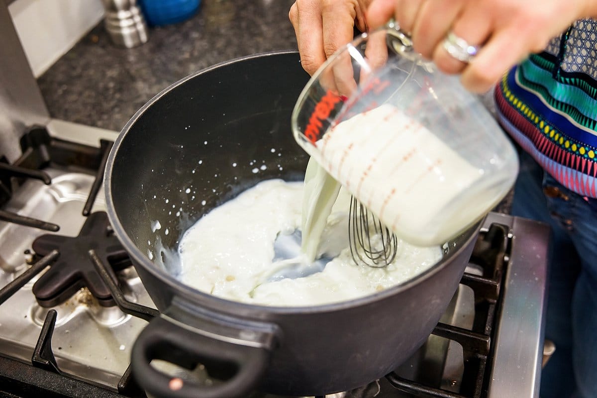 Adding milk to roux