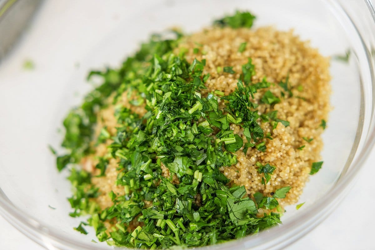 Parsley and quinoa in bowl