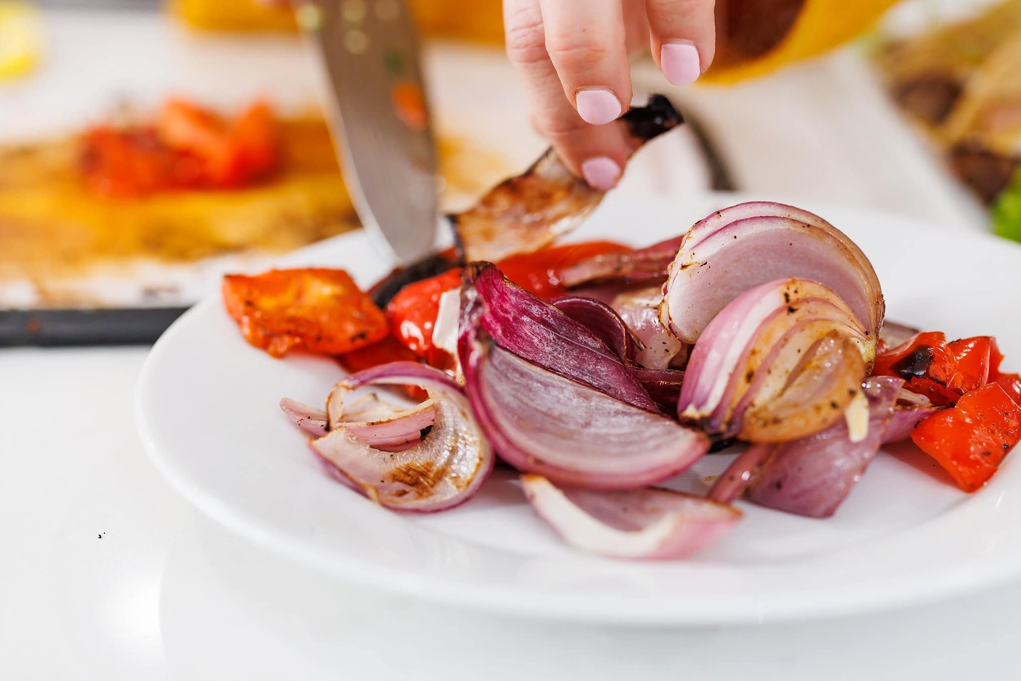 Grilled veggies put out on a plate.