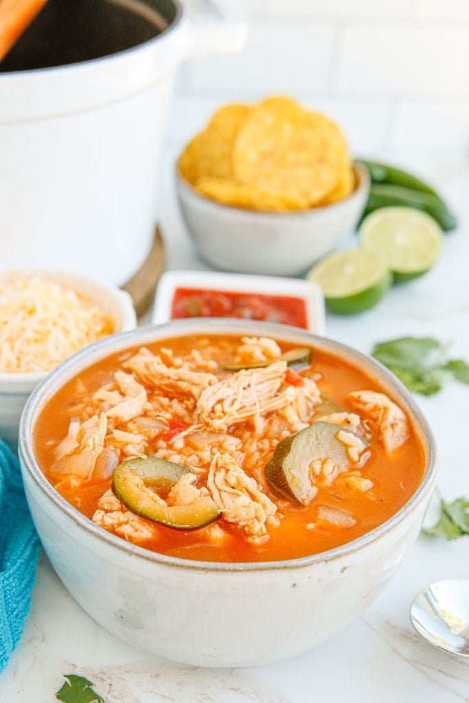 bowl of chicken tortilla soup.