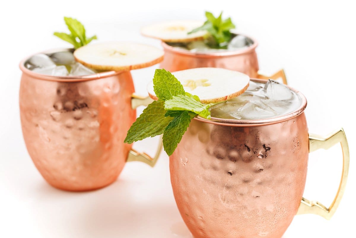 Apple cider Moscow mules.