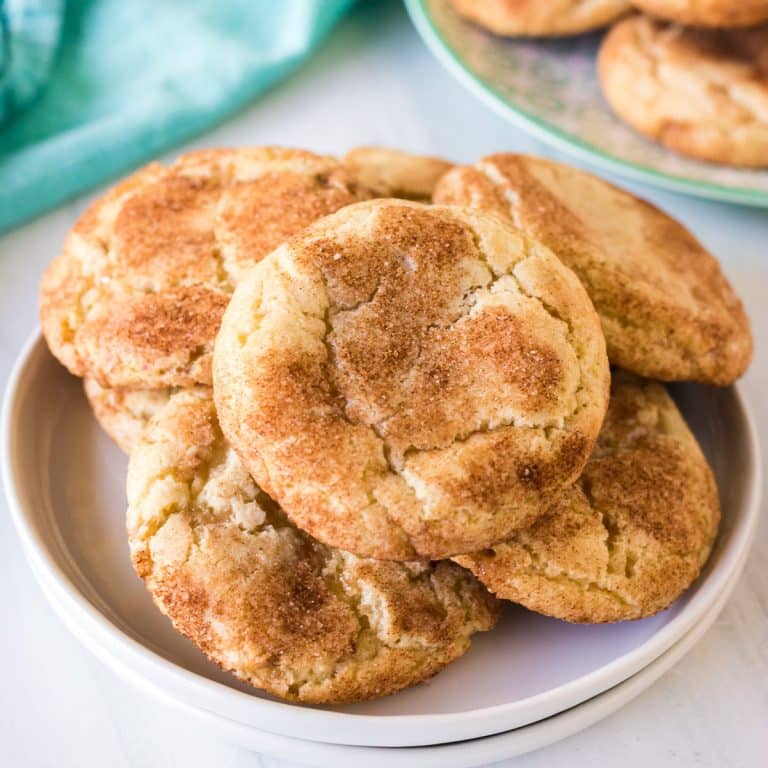 toffee doodle cookies on a white plate.