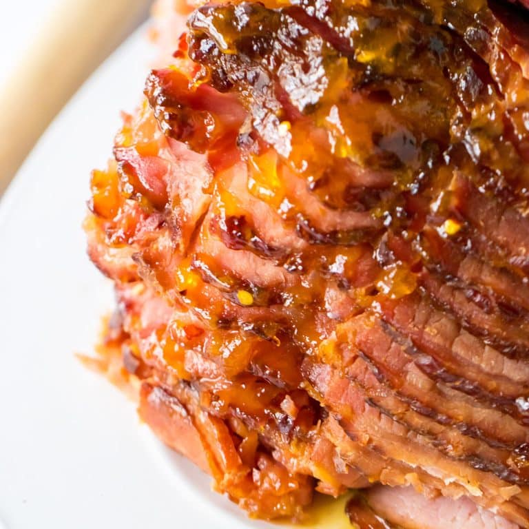 Hot Honey Peach Slow Cooker Ham