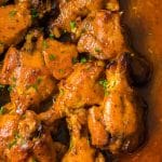 closeup of buffalo ranch chicken wings in a crockpot.