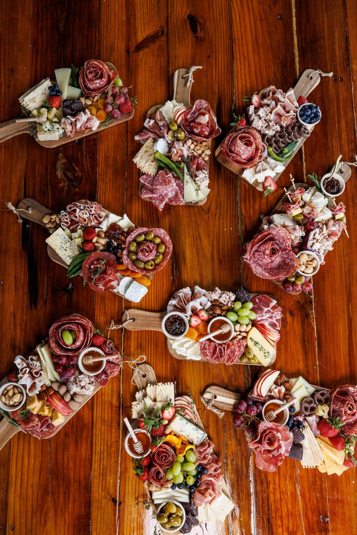 How to host a charcuterie party- assortment of sweet and savory boards
