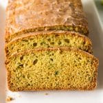 sliced lemon zucchini bread loaf.