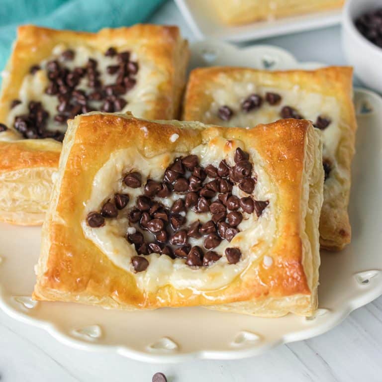 Easy Chocolate Chip Cream Cheese Danish with Puff Pastry