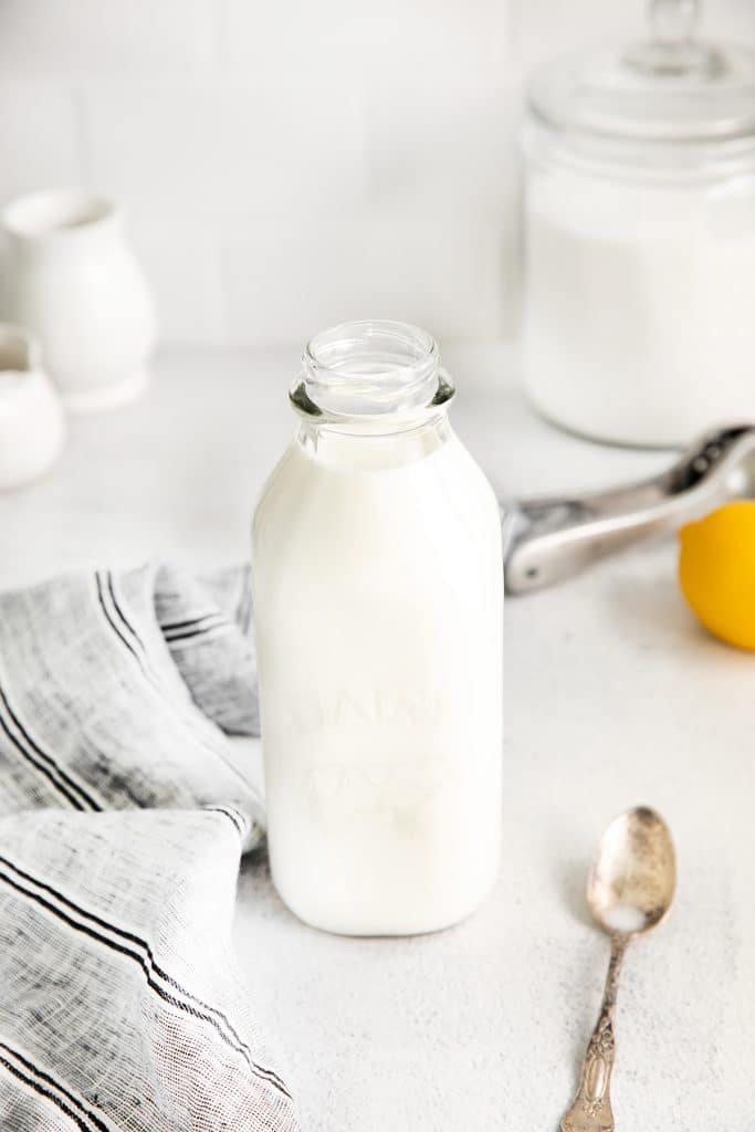 glass bottle of buttermilk.