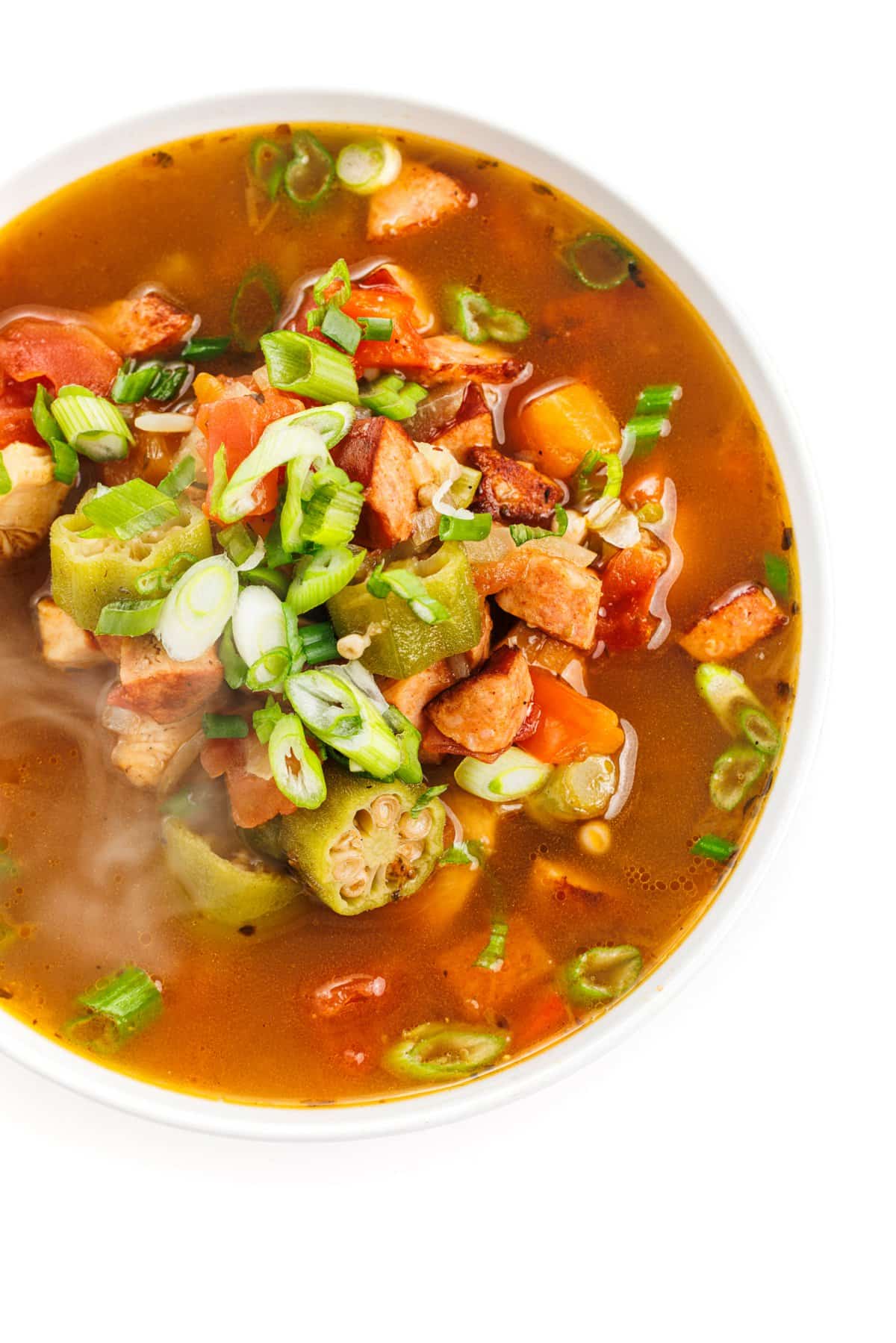 Chicken and sausage jambalaya soup.