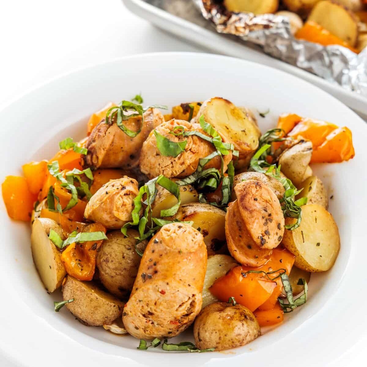 Grilled Sausage, Peppers, and Potatoes