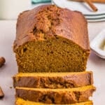 sliced loaf of pumpkin bread.