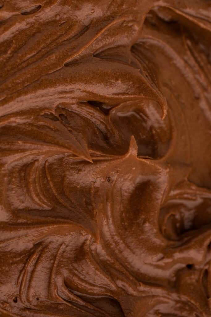 close up of chocolate frosting.