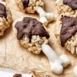 turkey leg rice krispie treats drizzled with chocolate gravy.