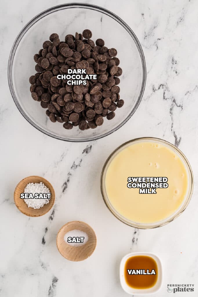 Ingredients for dark chocolate fudge.