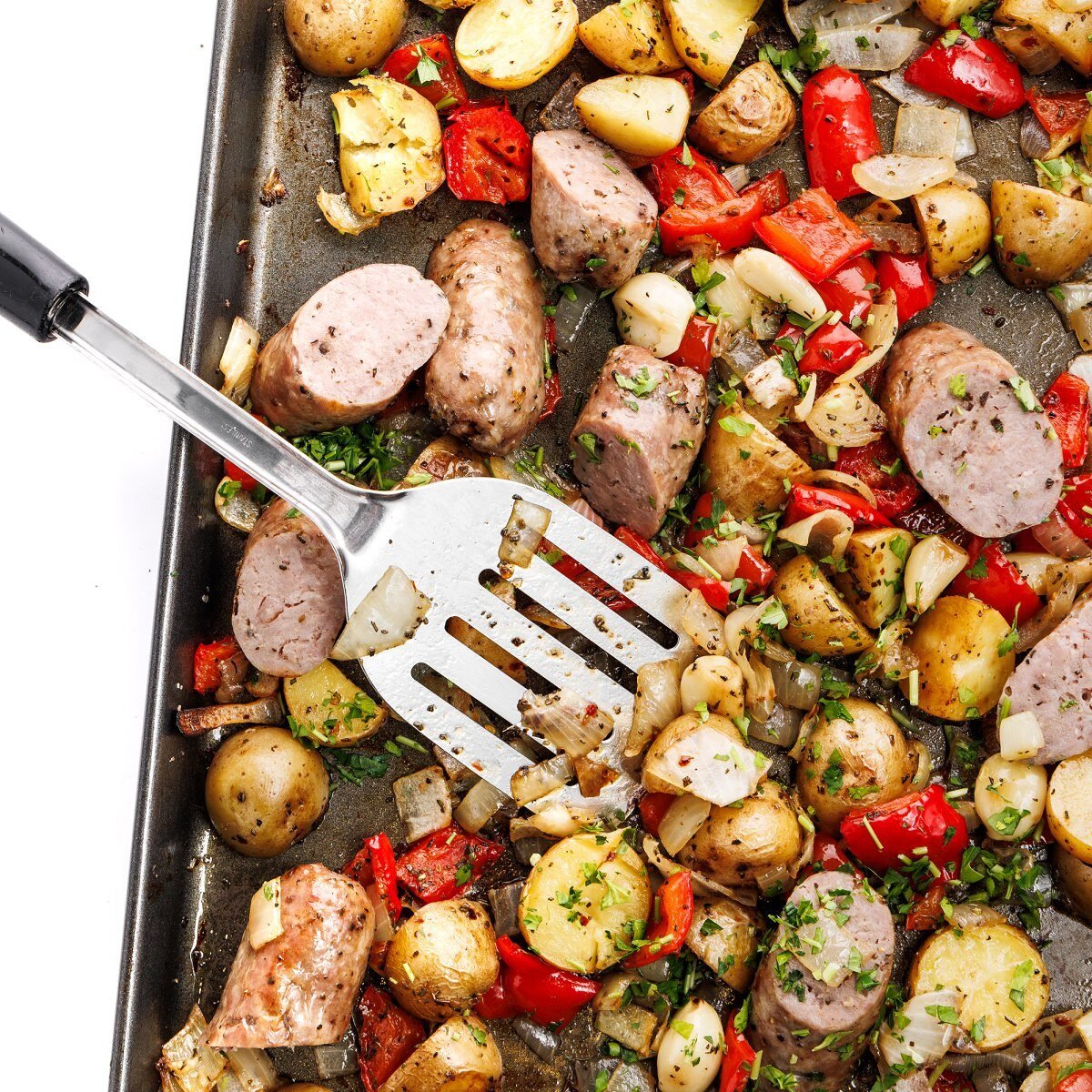 Sheet Pan Sausage, Peppers, and Potatoes