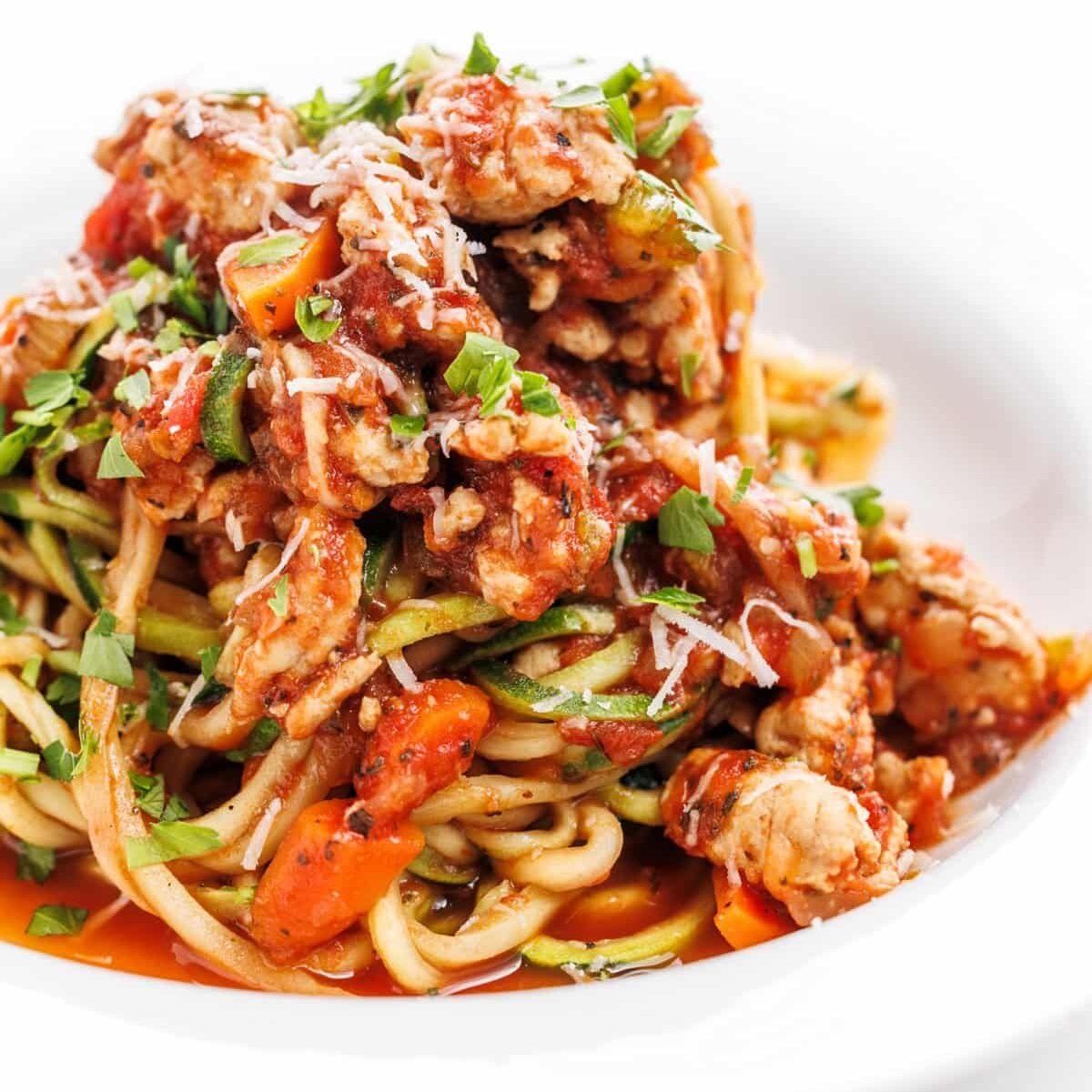 Turkey Bolognese Zucchini Pasta