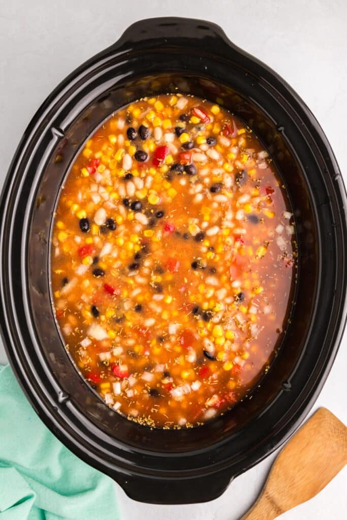 tortilla soup in a slow cooker.
