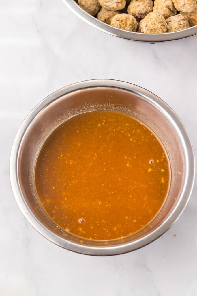 overhead shot of a bowl of sauce.