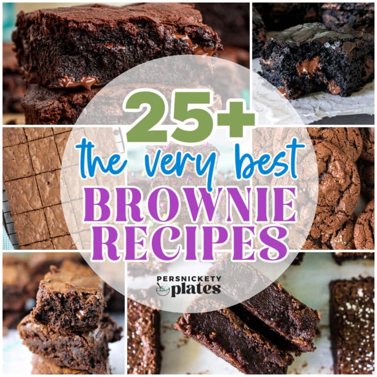 collage of different types of brownies including fudgy brownies, chewy brownies, and cookies with chocolate chips.